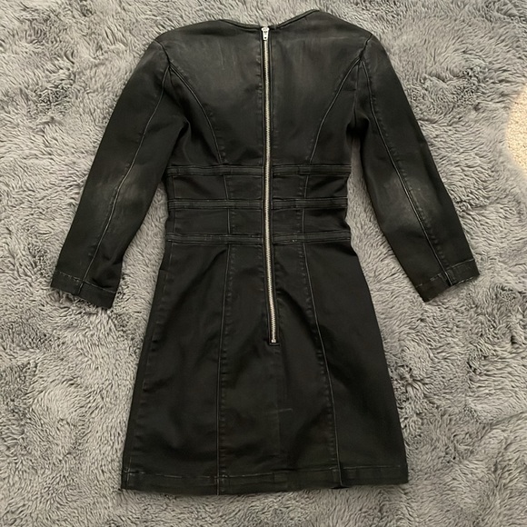 Bebe Black Stretch Denim Doublebreasted Button Minidress - Picture 2 of 12